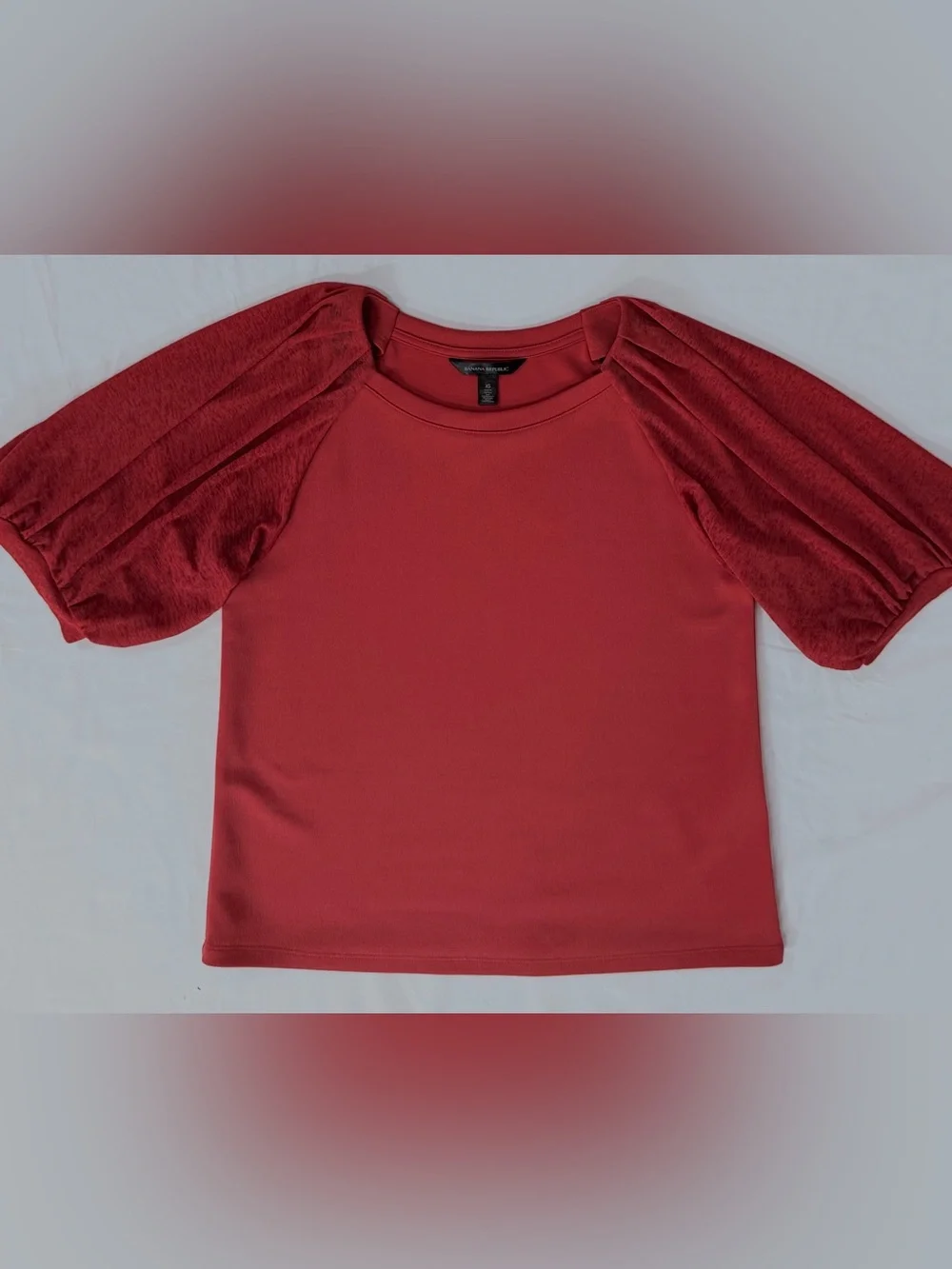 Banana Republic Coral Puff-Sleeve Short-Sleeve Top XS Excellent Condition